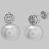 Joyas Joyeria Juan Manuel | Pendientes Oro Blanco 18 Quilates, Brillantes Y Perla Cultivada