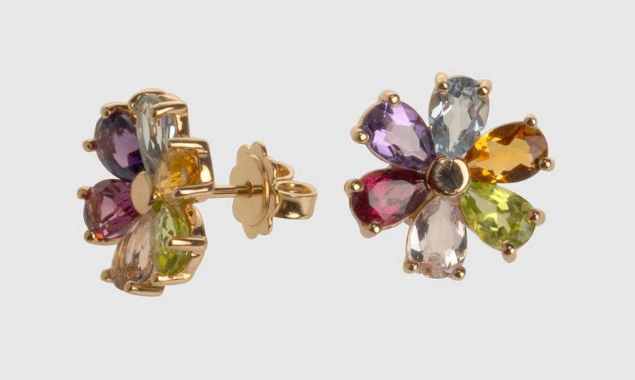 Joyas Joyeria Juan Manuel | Pendientes Oro Rosa 18 Quilates Con Topacio Sky, Morganita, Peridoto, Rodolita, Citrino, Amatista