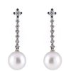 Joyas Joyeria Juan Manuel | Pendientes Largos De Perlas Australianas Con Diamantes Talla Brillante Montados Sobre Oro Blanco 18 Quilates