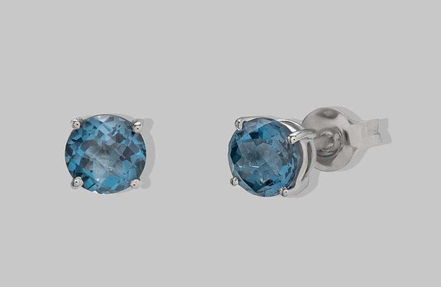 Joyas Joyeria Juan Manuel | Pendientes Oro Blanco 18 Quilates Con Topacio London Azul