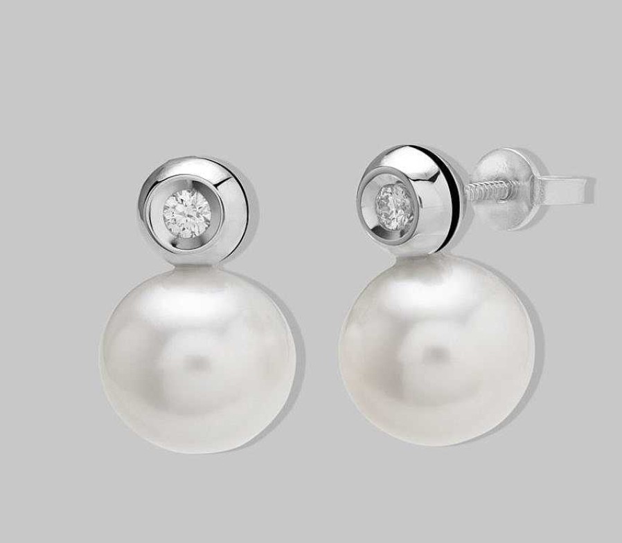 Joyas Joyeria Juan Manuel | Pendientes Oro Blanco 18 Quilates, 2 Brillantes Hsi Y Perlas Cultivadas