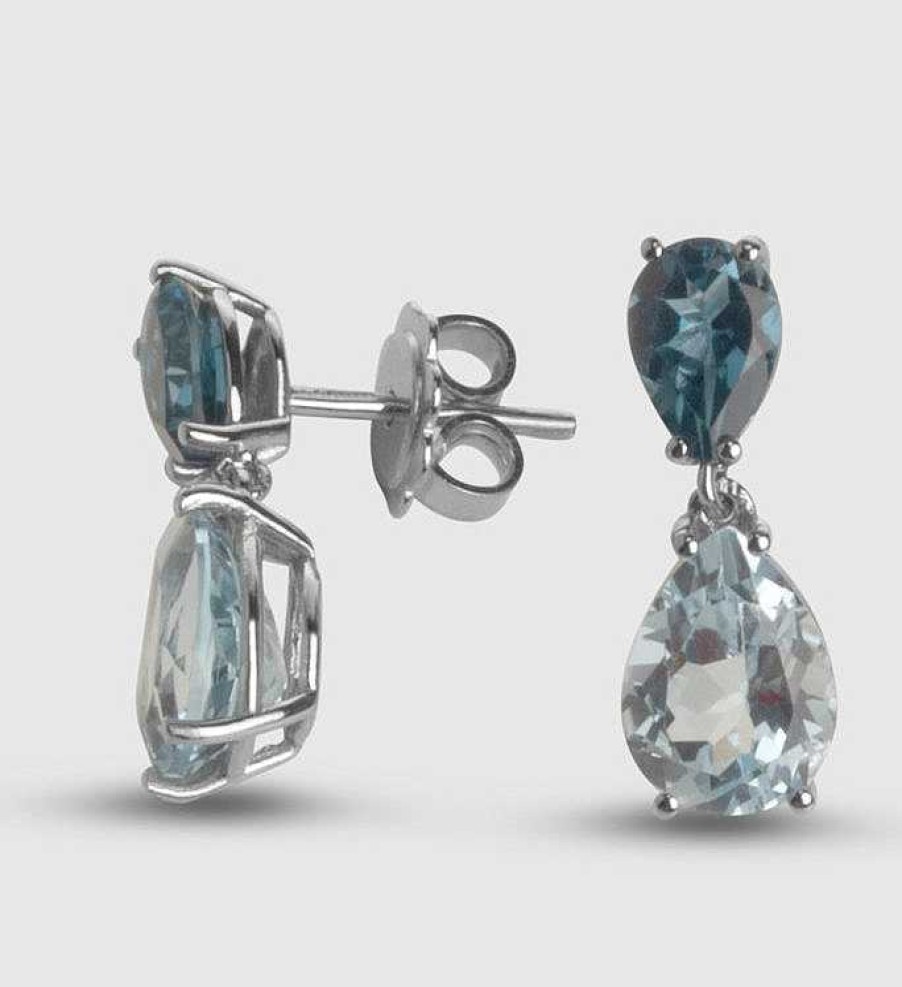 Joyas Joyeria Juan Manuel | Pendientes Oro Blanco 18 Quilates Y Topacios