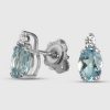 Joyas Joyeria Juan Manuel | Pendientes Oro Blanco, Brillantes Y Topacio Sky Oval