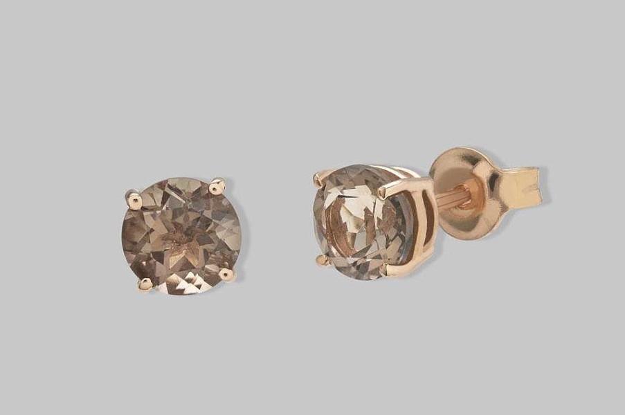 Joyas Joyeria Juan Manuel | Pendientes Oro Rosa 18 Quilates Con Cuarzo Fum